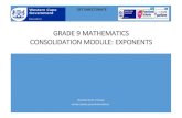 GRADE 9 MATHEMATICS CONSOLIDATION MODULE: EXPONENTS · Exponents Parts of a term −2 3 power - 2 is called the coefficient of 3 is called the base or variable and 3is the exponent