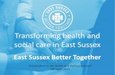 Transforming health and social care in East Sussex...Presentation to the Health and Wellbeing Board 28th April 2015 . East Sussex Better Together ... Projection of current care cost