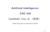 Artificial Intelligence CSC 242 Lecturer: Liu, Ji （劉霽）jliu/CSC-242/intro.pdf · slide 13 AI today: WWW: web search • Ranking is everything smart people in Google, Yahoo!,