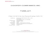 COOPER COMPANIES INCannualreports.co.uk/HostedData/AnnualReportArchive/... · COOPER COMPANIES INC FORM 10-K (Annual Report) Filed 12/19/14 for the Period Ending 10/31/14 Address