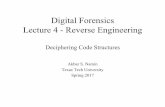 Digital Forensics Lecture 4 - Reverse Engineering...Lecture 4 - Reverse Engineering Deciphering Code Structures Akbar S. Namin Texas Tech University Spring 2017 TTU-Spring2017 Reverse