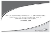 Supporting Student Behavior: Standards for the Emergency ... · program or curricular modifications, and supplementary aids and supports required to address the disruptive behaviors