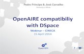 OpenAIRE compatibiliy with DSpace · OpenAIRE Compatibiliy with Dspace (Webinar – CINECA) April 2014 Dspace 1.8.2 Via OAIextended Addon and also via XOAI addon •Compatibility