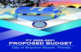 FY 2020-2021 ProPosed BUdGeT · 2020. 7. 21. · 3 City of Boynton Beach, Florida FY 2020-2021 Proposed Budget BUdGeT sUMMArY Proposed Millage and rollback Tax rate – The millage