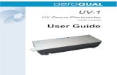UV-1 Manual for PDF 21.11.2011 (v1.2.) - Aeroqual5 Specification Power 24VDC 1A (option regulated 12 VDC) Sample flowrate 0.4 +/-0.05 LPM Inlet filter 5 µm pore size, 30 mm PTFE filter