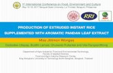 PRODUCTION OF EXTRUDED INSTANT RICE ...icfec.weebly.com/uploads/9/4/4/2/94425229/production_of...Herbal Supplement Rice coated with encapsulated pandan extract by spraying and dried
