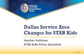Dallas Service Area Changes for STAR Kids · 2020. 7. 24. · Dallas Service Area Changes for STAR Kids Heather Kuhlman STAR Kids Policy Specialist Rev: 7/24/2020. Summary of Changes