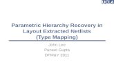 Parametric Hierarchy Recovery in Layout Extracted Netlists ...Hierarchy recovery using Type-Mapping • Create type-variants to recover hierarchy –Tolerance based clustering: •