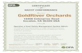 haccp cert of conformance - GoldRiver Orchards, Inc.of CERTIFICATE HACCP CONFORMANCE Operates a Food Safety Management System Which: Complies with the requirements of Codex Alimentarius