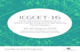 ICGCET-16 · ICGCET-16 International Conference on Green Computing and Engineering Technologies 18-20 August 2016 Department of Energy Technology, Aalborg University, Esbjerg, Denmark