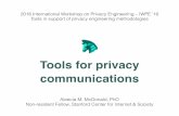 Tools for privacy · Zuiderveen Borgesius, F. J., and McDonald, A. M. (2015). Do Not Track for Europe. 43rd Research Conference on Communication, Information and Internet Policy (Telecommunications