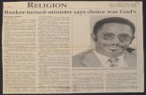 Friday, November 15, 1996 Banker-turned-minister …...RELIGION /V1 G Mi) The Chapel Hill News Friday, November 15, 1996 ,, Banker-turned-minister says choice was God's BY PATRICK