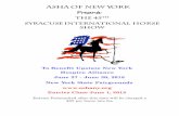 ASHA of New York · 2018. 4. 24. · ASHA of New York Presents The 45th Syracuse International Horse Show To Benefit Upstate New York Hospice Alliance June 27 - June 30, 2018 New