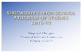 Proposed Changes Presented to School Committee January 10, … · 2018. 3. 16. · •Efficiency and Occupancy • 2017-2018 School Year •Oct. 1 enrollment = 1832 •Enrollment