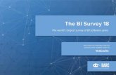 The BI Survey 18 · The BI Survey 18 examines user feedback on BI product selection and usage across 30 criteria (KPIs) including business benefits, project success, business value,