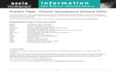 New Position Paper - Chronic Spontaneous Urticaria (CSU) · 2020. 7. 13. · 1 Position Paper - Chronic Spontaneous Urticaria (CSU) This document has been originally developed by