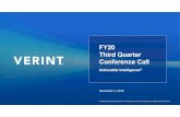 FY20 Third Quarter Conference Call - Verint Systems · 2019. 12. 4. · Q3 Highlights Verint Strong Earnings Growth Q3 Diluted EPS +9.8% y-o-y YTD Diluted EPS +16.0% y-o-y Customer