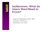 Isoflavones: What do Users Want/Need to Know?Isoflavones: What do Users Want/Need to Know? Leila G Saldanha, PhD, RD President, NutrIQ LLC Alexandria, VA, USA Outline of Talk Users: