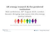 UK energy research & the gendered institutiongeography.exeter.ac.uk/media/universityofexeter/schoolof...Energy Policy Group Methods •Analysis of applications (PI/Co-I), funding,