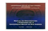 UNIVERSIDAD MAYOR DE SAN ANDRES€¦ · 12 universidad mayor de san andres hoja: 1 manual de organizaciÓn y funciones cod: 1.01.0.0 -3 secretaria general 1. nivel jerarquico: apoyo