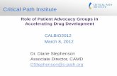 Role of Patient Advocacy Groups in Accelerating Drug Development · 2012. 3. 8. · Patient-Reported Outcome Consortium DRUG EFFECTIVENESS ... efforts for drug development . Polycystic