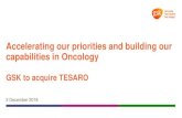 Accelerating our priorities and ... -  · capabilities in Oncology GSK to acquire TESARO 3 December 2018 . This presentation may contain forward- looking statements. ... IFRS measure