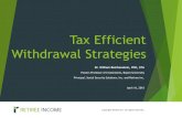 Tax Efficient Withdrawal Strategies · 2018. 1. 26. · Portfolio Strategy 1: Roth then TDA then Taxable 30 years Strategy 2: Taxable then TDA then Roth 33.15 years Strategy 3: WD