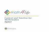 Content and Timeline for Mathematics · 2018. 10. 18. · Content and Timeline for . Mathematics. Algebra I. West Virginia Board of Education. 2018-2019 David G. Perry, President