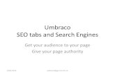 Umbraco SEO tabs and Search Engines · Search Engine Results Pages • The next slide shows a Search Engine Results Page (SERP) preview of this web page without the SEO tab fields