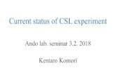 Current status of CSL experiment$ < 2×101$$ Hz 7$ Current status of CSL model test Ø Lisa Pathfinder Carlesso+, PRD 94, 124036 (2016) Helou+, PRD 95, 084054 (2017) Lisa Pathfinder