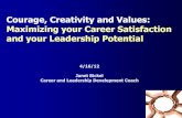 Courage, Creativity and Values: Maximizing your …...Maximizing your Career Satisfaction and your Leadership Potential 4/16/12 Janet Bickel Career and Leadership Development Coach