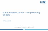 What matters to me – Empowering people · 2019. 7. 4. · What matters to me –Empowering people 27th June 2019. 2 | •Hospitals are not safe environments unless you are acutely