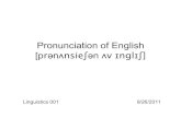 Pronunciation of English€¦ · of variation in vowel pronunciation across dialects Vowels • One English letter or sequence of letters can represent a number of different pronunciations