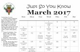 Just So You Know March 2017 - Clover Sitesstorage.cloversites.com... · 2017. 2. 27. · April 9th– Palm Sunday Kids will sing, wave palms in services Aril 9th ... 2/27/2017 2:04:35