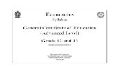 General Certificate of Education (Advanced Level) Grade 12 ...nie.lk/pdffiles/tg/eALSyl Econ.pdfEconomics Syllabus General Certificate of Education (Advanced Level) Grade 12 and 13