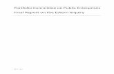 Portfolio ommittee on Public Enterprises Final Report on the …€¦ · Final Report on the Eskom Inquiry . 2 | P a g e Contents 1 Part A: Overview of the Portfolio Committee on