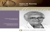 Helen M. Ranney · 2017. 6. 6. · 3 HELEN RANNEY work at Columbia. She became enamored of their discipline. During her early scientific development, her most note-worthy role models