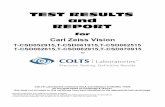 TEST RESULTS and REPORT - ZEISS...Colts Standard AR CSD052915-01 & CSD061915-01 Oily Cleaning (Pre-Moistened Towelette)-DQ 0.00 Cleaning Cloth Abrasion - DQ 0.02AR Cleaning Solution