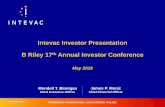 Intevac Investor Presentation B Riley 17th Annual Investor ......PROPRIETARY May 2016 Investor Presentation_17 Expanded Program Opportunity Pipeline for Photonics • Next-Gen Sensor
