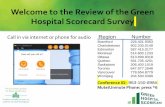 Welcome to the Review of the Green Hospital Scorecard Survey · 2019. 9. 12. · Welcome to the Review of the Green Hospital Scorecard Survey Call in via internet or phone for audio