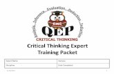 Critical Thinking Expert Training Packet Expert... · 2018. 3. 23. · Defining Critical Thinking As you complete your training as a Critical Thinking (CT) Expert, please keep GMC’s