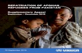 REPATRIATION OF AFGHAN REFUGEES FROM PAKISTAN · 2016. 9. 20. · Strategy for Afghan Refugees to Support Voluntary Repatriation, Sustainable Reintegration and Assistance to Host