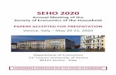 SEHO 2020...SEHO 2020 Annual Meeting of the Society of Economics of the Household PAPERS ACCEPTED FOR PRESENTATION Venice, Italy ‒ May 20-21, 2020 Department of …