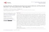 Valuations of Elemental Concentrations of Particle Matter in … · 2017. 1. 10. · N. Amgalan et al. 161 1. Introduction Daily life is interconnected to environmental change and