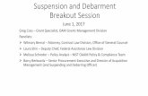 Suspension and Debarment Breakout Session · Barry Berkowitz – Senior Procurement Executive and Director of Acquisition ... recommendation on how to proceed (keep anonymous, but
