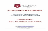 School of Management (Academic Year 2020-2021) …dypatiluniversitypune.edu.in/Download/Handbook... · 1. These seats are within the sanctioned intake and are available as State Level