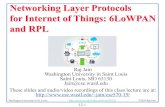 Networking Layer Protocols for Internet of Things: 6LoWPAN ...jain/cse570-19/ftp/m_12lpn.pdfIPv6 Link-local address = FE80::1 = 1111 1110 1000 0000::1 IEEE 802.15.4 allows nodes to