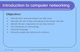 Introduction to computer networking - University of Babylon · 2014. 12. 2. · Introduction to computer networking Objective: Describe how networks impact our daily lives. Describe