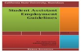 Student Assistant Employment Guidelines · 2014. 1. 17. · Student Assistant Employment Guidelines Human Resources – June 2013 6 Employment Guidelines Eligibility for Employment