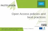 Open access …….(title) · 2015. 12. 6. · OA policy alignment check-list (draft) Are beneficiaries required to ... Open Access policies: policy effectiveness Alma Swan. Open
